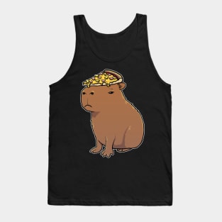 Capybara with a Hawaiian Pizza on its head Tank Top